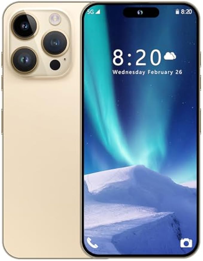 I14 Pro MAX Unlocked Cell Phone,Smartphone Long Battery Life 6.82" HD Screen Unlocked Phones, 6+256GB Android 13.0 with 128G Memory Card, Dual SIM/Fingerprint Lock/Face ID/GPS (Gold)