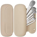 BAGCRAZY Travel Makeup Brush Holder, Magnetic Anti-fall Out Silicon Cosmetic Face Brushes Holder, Upgrade Travel Essentials Makeup Brush Case,Makeup Tools Organizer for Travel, Khaki