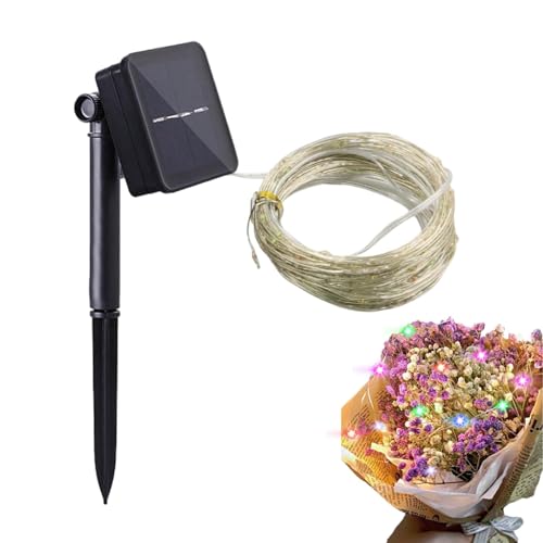 Guirnalda de luces al aire libre impermeable, guirnalda de luces LED de energía solar,Guirnalda de luces multicolor de energía solar, 8 modos con mando a distancia - Luces de tubo de cuerda de hadas