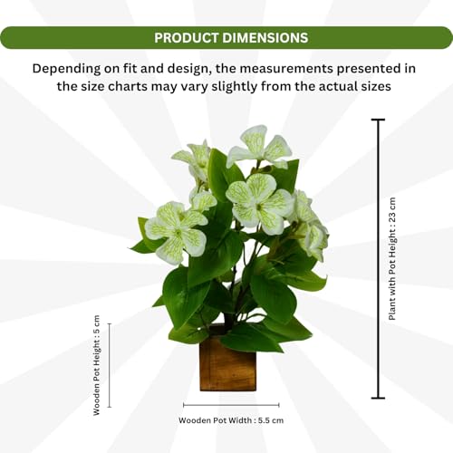 Image of fancymart Artificial Flower Plant Set of 2 with Wooden Pot - 23 cm Height | Real-Touch Faux Floral Decor for Home, Office, Living Room, Bedroom, Desk & Gift Purpose