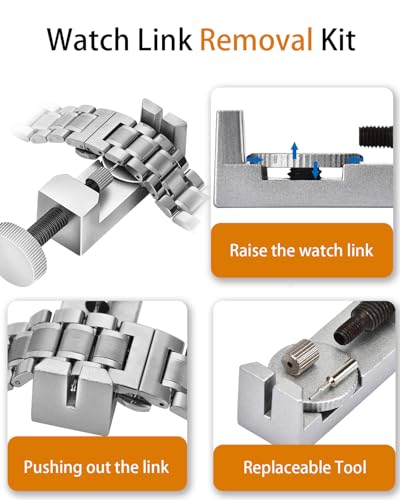 EasyTime Watch Link Removal Kit: Professional Watch Strap Adjustment Tool Band Replacement Bracelet Resize Kit for All Size with 108 PCS Spring Bars 20 PCS Link Pins3