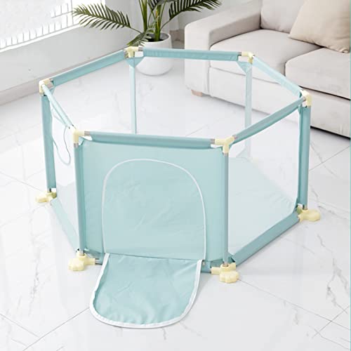 Jolan Hexagonal Baby Playpen,Baby Fence with Breathable Mesh and Zipper Door,Safety Playard Playpen 65cm High,Easy to Install and Remove Crawling Fence,for Home Indoor Outdoor,Green-125×65×65cm
