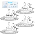 JC-LGL 150W UFO LED High Bay Light 4 Pack, High Bay LED Light 22,500LM 0-10V Dimmable High Bay LED Shop Light, 5' Cable with US Plug, Hanging Hook, Safe Rope, ETL Listed for Shop Warehouse Barn