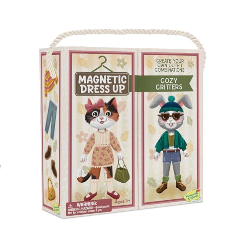 Peaceable Kingdom Magnetic Dress Up: Cozy Critters Playset, 56-Piece Magnetic Dress Up Set with...
