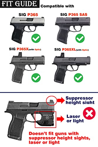 Gun Holster Compatible With Sig Sauer P365, Sig P365Xl, Sig P365 Sas, Sig P365X, Outside Waistband Paddle Holster, Adjustable Cant & Retention Owb Tactical Holster, Quick Release - Right Handed #TOP6