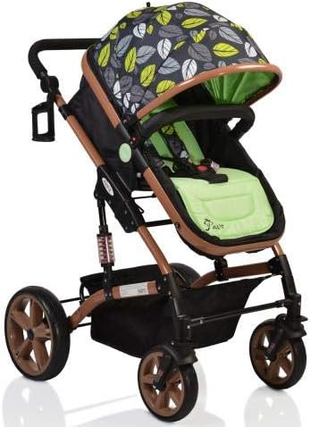 Pavo Italia Luxury 600D Linen Stroller Cum Carry Cot with One-Touch Braking System (Beige, 6-36 Months)