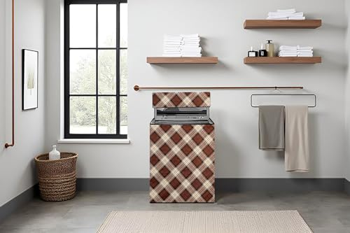 Image of Stylista Top Load Fully Automatic Washing Machine Cover Compatible for IFB 8 kg, 8.5 kg, 9 kg & 9.5 kg, Checkered Pattern Beige