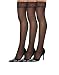 Hanes Women`s Set of 3 Silk Reflections Lace Top Thigh Highs EF, Jet