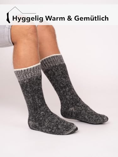 HomeOfSocks Ein Paar Alpaka Kniestrümpfe für Herren Und Damen - 95% Wolle Extra Dick Frottee und festem Sitz Lange Socken Luxuriöse Wollsocken | Anthrazit Gr. 43-46