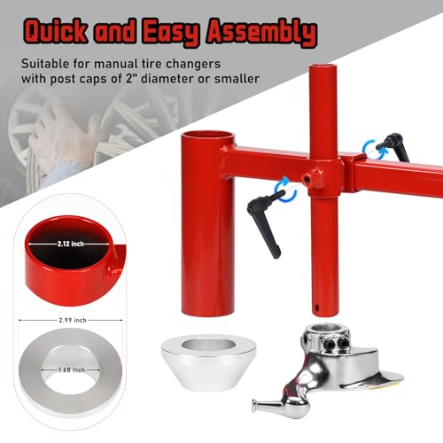 Atesilor Upgraded Manual Tire Changer Duck Head Kit with Centering Cone, Cast Steel Duck Head Tire Removal and Mounting Tool Fits Most Car Tires Changing - Thumbnail 4
