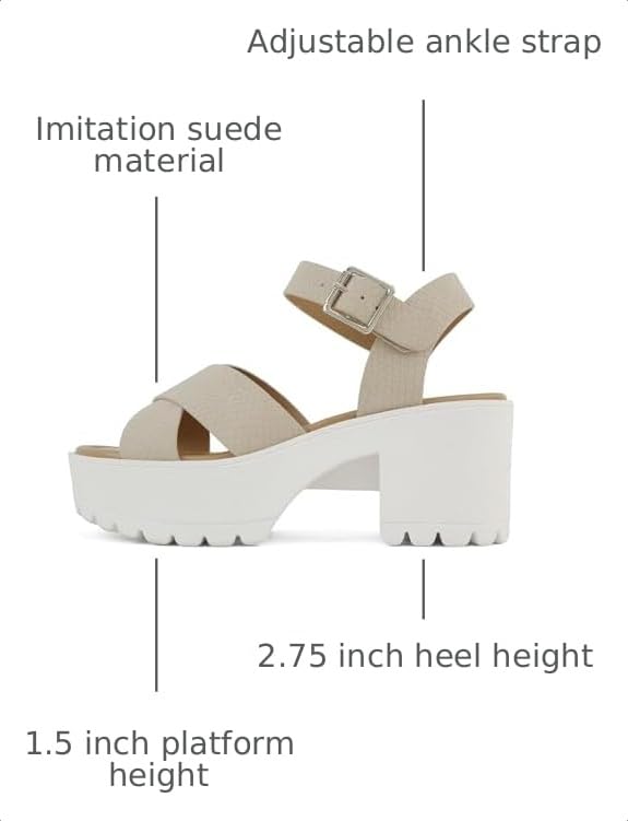 Image of Soda inchJoey inch ~ Women Open Toe Criss Cross Strap Mid Heel Sandal with Adjustable Ankle Strap