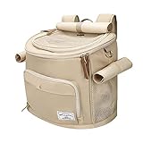 WinSun ペットキャリーバッグ バッグ リュック 犬キャリーバッグ 猫キャリーバッグ リュック 折りたたみ 中/大型猫 小型犬 3way仕様 通気性、安定性 引っかきや噛み傷に強い 旅行/通院/散歩/電車移動/避難用 (マット、飛び出し防止リード付き)