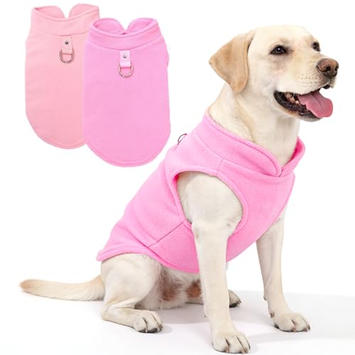 Image of 2 Pack XXXL Dog Sweater, Fleece Dog Sweaters for Large Dog Winter Warm Pet Sweater Thick Jacket Clothes Pullover Dog Sweatshirt Coat,XXXL (Pink,Light Pink, 37-49lbs)