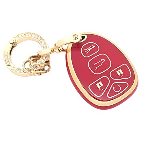 chyoekey Key Fob Cover Fit for Suburban Tahoe Traverse GMC Acadia Yukon Cadillac Escalade SRX Buick Enclave Saturn Outlook (Red) Cover