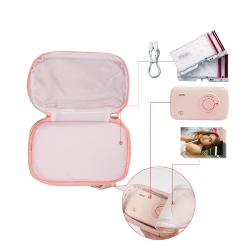 Image of HPRT Photo Printer Case Compatible with HPRT CP2100 Portable Photo Printer, Lightweight & Large Capacity for Consumable and Cable, Pink