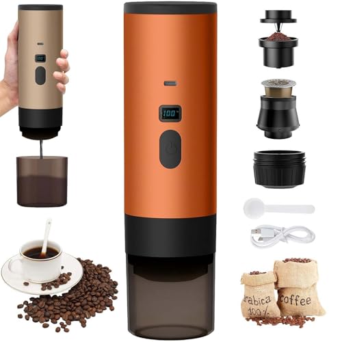PZCC 3 en 1 cafetera portátil, 72 W, cafetera, portátil, 12 V, café expreso recargable, USB, café espresso con cápsulas, depósito de agua, 90 ml, para oficina, camping, coche, viaje, color naranja PZCC 3 en 1 cafetera portátil, 72 W, cafetera, portátil, 12 V, café expreso recargable, USB, café espresso con cápsulas, depósito de agua, 90 ml, para oficina, camping, coche, viaje, color naranja