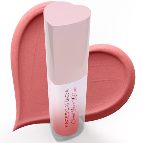Image of FACES CANADA Cloud Love Liquid Blush - Heart Strings 01, 5ml | Sun-Kissed Peachy Look | Long Lasting | Blends Easily | Blurred Matte Effect | Lightweight | Natural Tint | Cushion Applicator | Niacinamide Infused