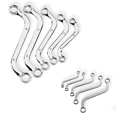 Terryshop74 Juego de 5 llaves de vaso dobles con anillo de acero al cromo vanadio, tamaños 10-12-15-17-18 mm, calidad profesional para mecánicos y bricolaje