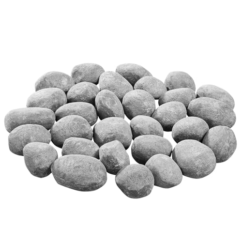 VEVOR Ceramic Fire Pebble Stones, 2-3 inch 30 Pcs Lava Rocks, Reusable Fire Pit Stones Indoor and Outdoor Use, Decorative Firepit Stone for Propane/Gas Fireplace, Stove, Courtyard, Camping by VEVOR - Image 3