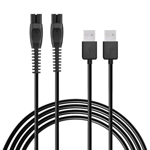 Cable de Cargador Carga 5V para Philips Norelco OneBlade 360 QP2724 QP2720 QP2824 QP2734 QP4631 MG7910 MG5910 MG9510 PQ888 PQ889 2400 Cable de carga USB 2-Pack Eléctrico Adaptador