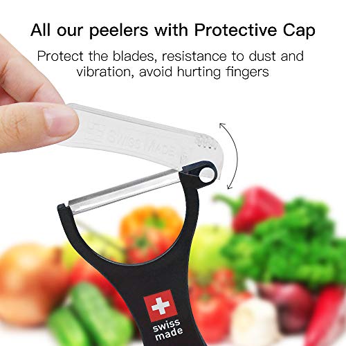 Eozoe Original Swiss Thickened Straight Peeler, Y-Shaped Stainless Steel Thickened Peelers For Peeling Very Hard Fruits And Veggies - Potato, Pumpkin, Hami Melon And More (1 Pcs, Thickened, Black) #TOP4