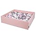 KiddyMoon Piscina di Palline 120X30cm/300 Palline Grande Quadrato per Bambini Fabbricato in EU, Rosa:Bianco/Grigio/Rosa Chiaro