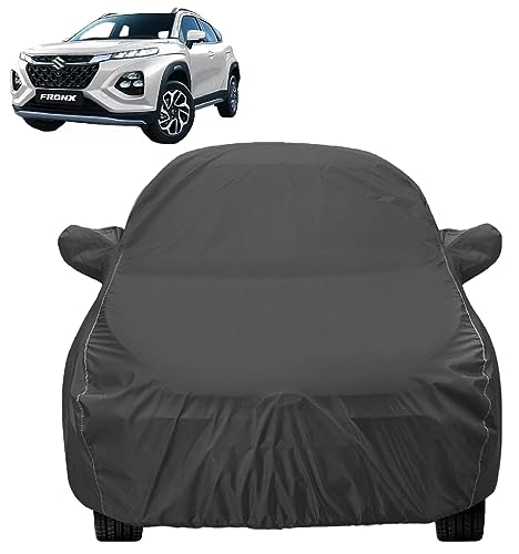 Image of Auto Hub Car Cover Compatible with Maruti Fronx with Mirror Pocket, Dustproof, Heat Resistant, Triple Stitched, Fronx Car Cover- Grey
