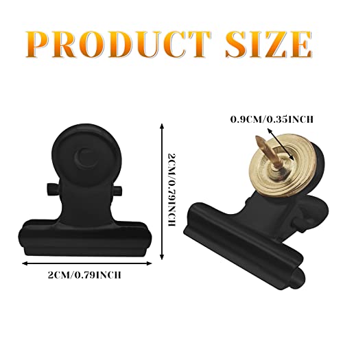 BLMHTWO 30 Pieces Thumb Tacks Clips Gold Heavy Duty Push Pins Clips Metal Cubicle Clips Cork Board Pins No Holes for Paper Creative Paper Clips with Tack for Cork Board and Photo Wall - Image 2