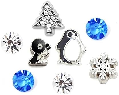 Cherityne Antarctic Penguins Themed Set of 8 Floating Charm for Locket Pendants