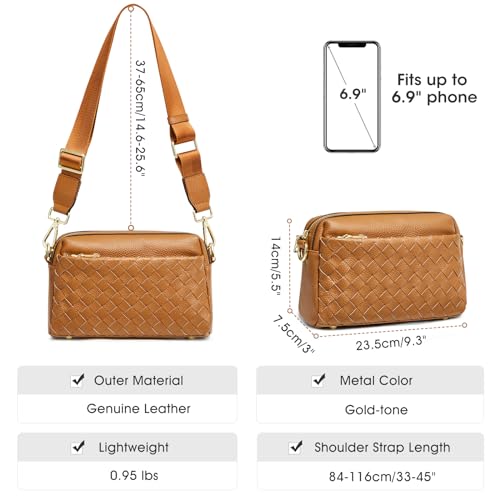 Kattee Woven Bag for Women, Small Soft Genuine Leather Shoulder Purses and Handbags Crossbody3