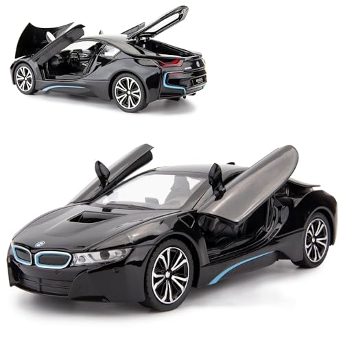 Image of Invite Enterprise 1:24 Diecast Model Alloy Bmw I8 Metal Pull Back Car With Sound & Light, 4 Openable Doors, Toy Vehicles For Kids Gift[Black]