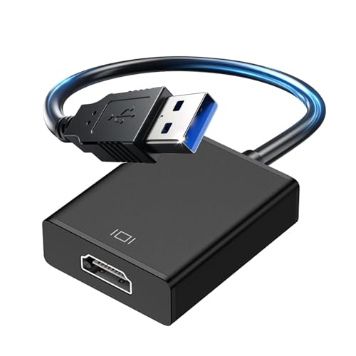 Fululuer USB to HDMI Adapter for Monitor | USB 3.0 to HDMI for PC Laptop MacBook | Compatible with Windows MacOS Android (Midnight Black, USB3.0)