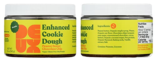 Ready to Eat Cookie Dough with Superfood by DEUX Classic Variety 3 Pack (1 of Each Flavor): Chocolate Chip, Brownie Batter, and Peanut Butter Chocolate Chip, 12 Oz. Vegan Gluten Free