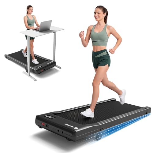 Image of DeerRun Under Desk Walking Pad Treadmill for Home & Office, 6% Manual Incline, 2.5 HP, 0.6-3.8 MPH Walking Speed, 300 lb Capacity, App & Remote Control