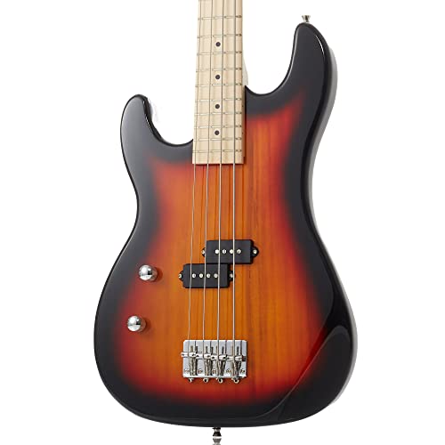 Davison Guitars Left Handed Electric Bass Guitar with 15-Watt Amp, Sunburst - 4 String Full Size Beginner Kit with Gig Bag and Accessories - Image 3