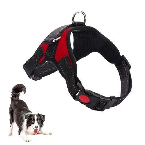 引っ張らないフロントクリップサービス犬用ベスト、メッシュ通気性タクティカル犬用ハーネス、ハンドル付き、反射調節可能子犬用ベスト、小型中型大型犬の散歩、トレーニング用,H,XL