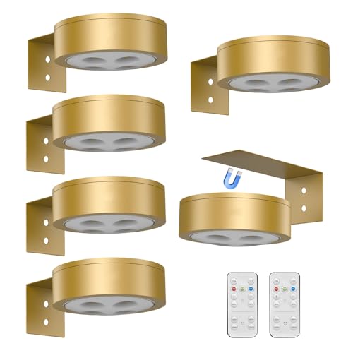 Image of 6Pack Picture Light Wireless Wall Painting Light 3 Lighting Art Display, Brightness Dimmable Timer Auto-OFF, Remote Control Battery Light Indoor for Pictures Paintings Frames Dartboards Gallery