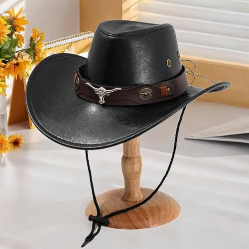 YIJU Chapéu de cowboy ocidental para fotos com tira de queixo ajustável para lembrancinhas de viagem