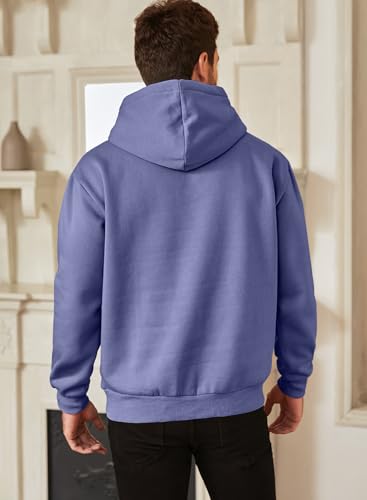 Image of JMIERR Mens Fleece Lined Hoodie Pullover Drawstring Pocket Winter Warm | Cozy fleece-lined pullover, adjustable drawstring hood, kangaroo pocket, regular fit, machine wash