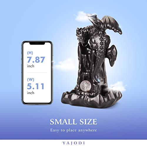 Yajodi Dragon Backflow Incense Holder Waterfall Incense Burner, Smoke Incense Holder,With 70 Backflow Incense Cones+50 Incense Stick,1 Mat,1 Tweezers Aromatherapy Ornament Home Decor（Black Brown） #TOP3
