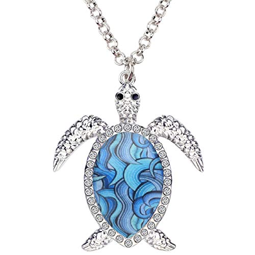 BONSNY Catena smaltata Oceano Mare Floreale Tartaruga Collana Pendente per le Donne Bambini Ragazze Fascini, smalto