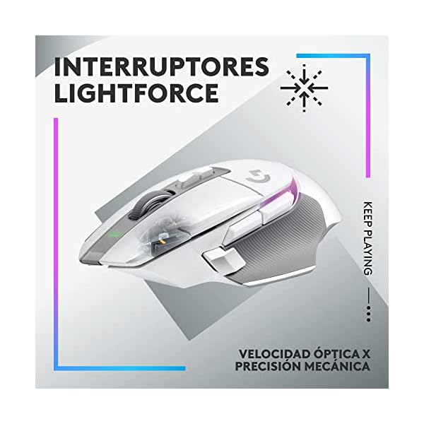 Logitech G G502 X PLUS LIGHTSPEED Ratón inalámbrico RGB para Gaming - Ratón óptico con interruptores híbridos LIGHTFORCE, LIGHTSYNC RGB, sensor HERO 25K, compatible con PC - macOS/Windows - Blanco - Image 3