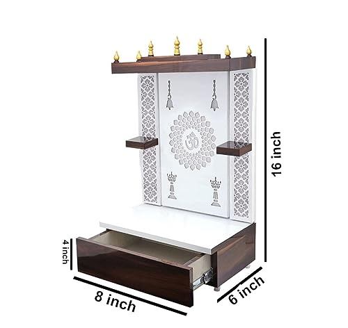 Puja Mandir en bois blanc compact avec LED pour optimiser vos petits espaces de prière