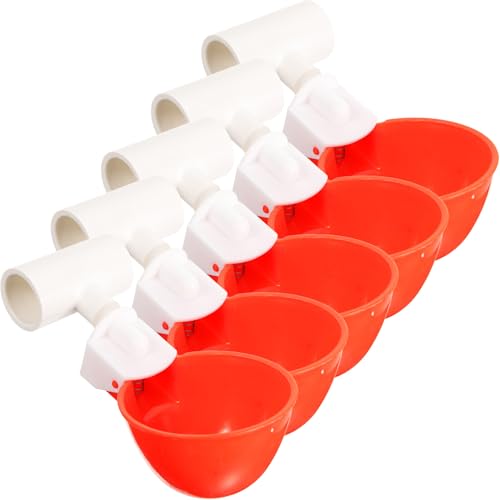 EXCEART 5セット 自動給水機能付き家禽用ウォーターディスペンサー 鳥用ボウルプ 水飲みカップ 鶏 アヒル うずら対応耐久設計