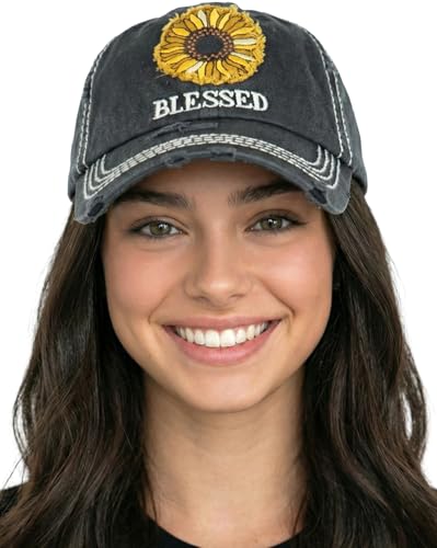 Image of Funky Junque Womens Baseball Cap Distressed Vintage Unconstructed Embroidered Dad Hat