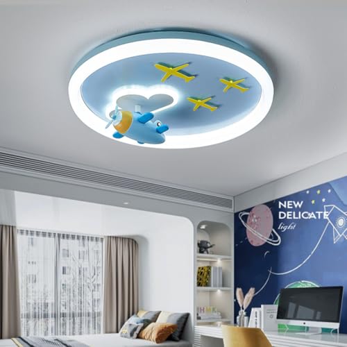 WJLL Plafones de Techo LED 50cm 72W Lámpara de techo para niños Regulable Plafón de Nube Avión de Dibujos Animados Luz Colgante con Control Remoto para Dormitorio infantil iluminación techo