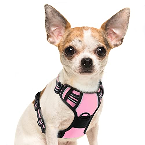 Eagloo Dog Harness Small Dog, No Pull Pet Harness Adjustable, Front Clip Vest Harness, Soft Padded Dog Vest, Reflective No-Choke Breathable with Easy Control Handle, Pink, S