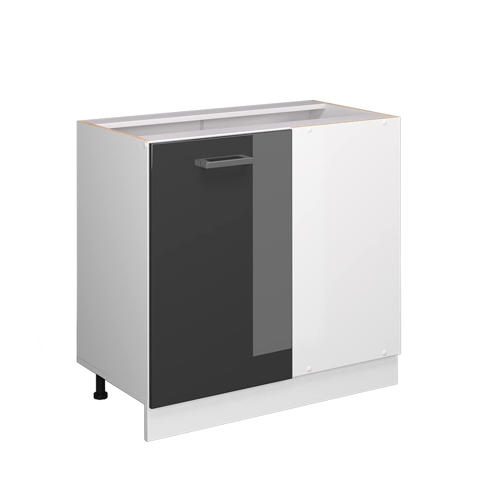 Vicco Mobile ad angolo cucina R-Line, Antracite lucido, 86 cm senza piano di lavoro, per la libera combinazione all'interno di sistemi cucina modulari