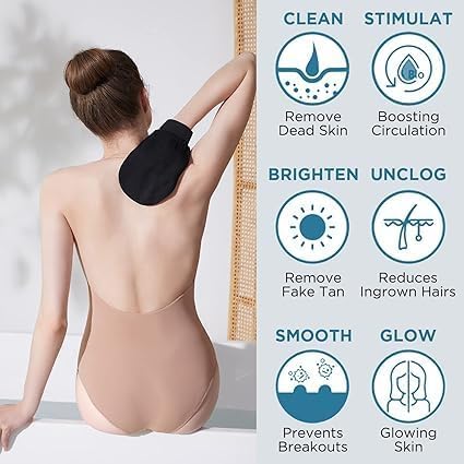 Image of Exfoliating Bath Gloves for Body Scrub - Deep Cleansing Shower Gloves for Dead Skin Removal, Smooth & Soft Skin, Reusable Spa Body Exfoliator Mitt for Men & Women (Pack of 2)