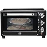 HOMCOM Mini Oven, 21L Countertop Electric Grill, Toaster Oven with Adjustable Temperature, Timer, Baking Tray and Wire Rack, 1400W, Black